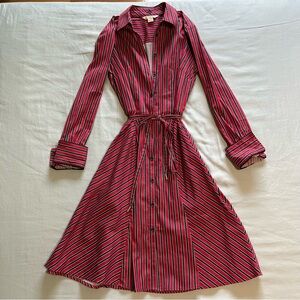 Brooks Brothers Red Cotton Stripe Shirt Dress Size 0 Knee Length